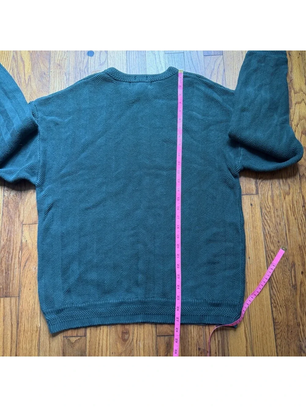 VTG Ralph Lauren Chaps Sweater Mens L Green Hand Framed Chevron Knit Sweatshirt